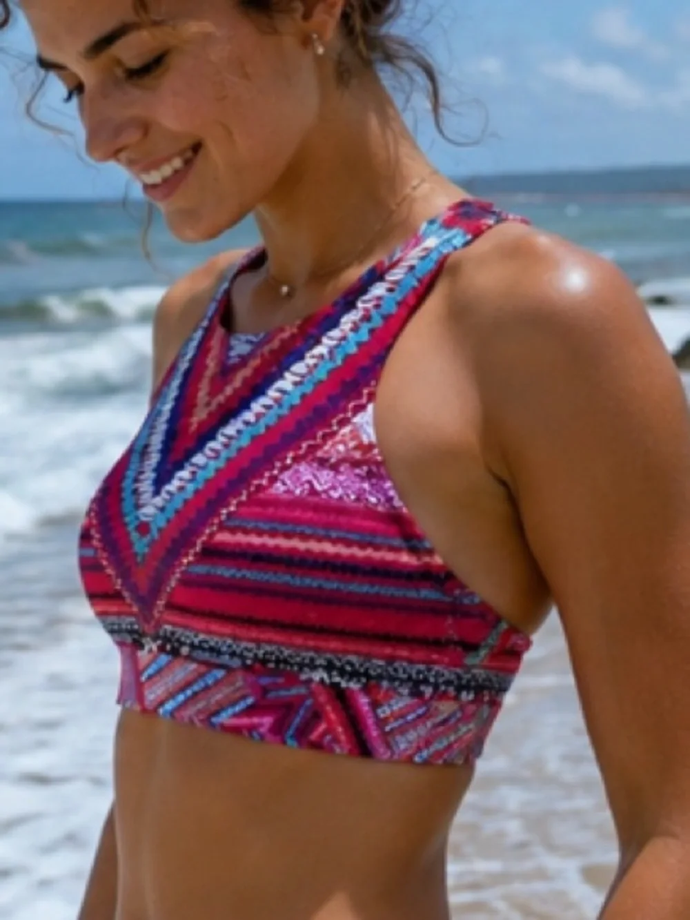 Seafolly Desert Tribe Bikini Top, Size Small